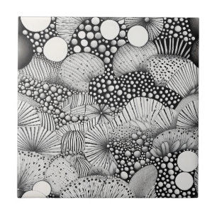 Azulejo Movimiento abstracto de contraste blanco y negro v