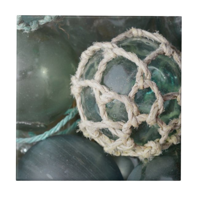 Azulejo Muchas carrozas de pesca de vidrio, Alaska (Frente)