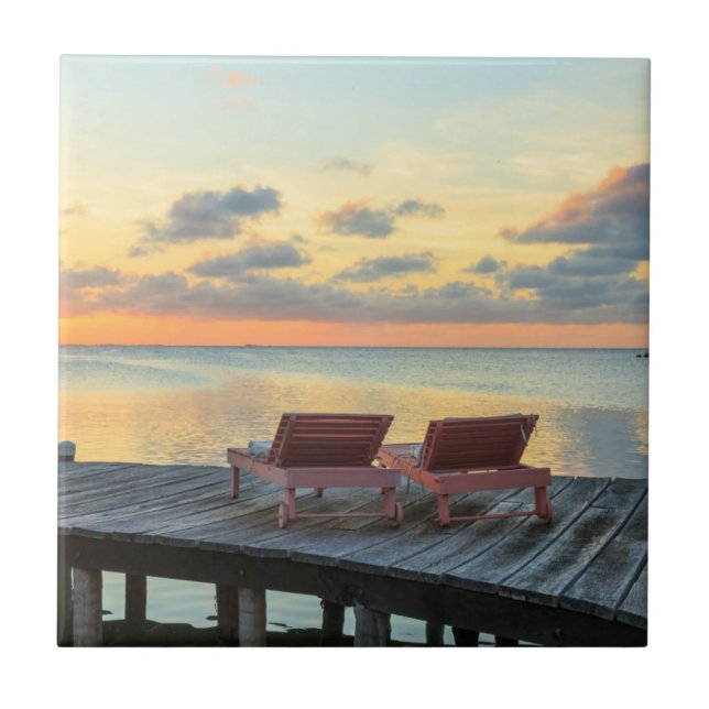 Azulejo Muelle con vista al océano, Belice (Frente)