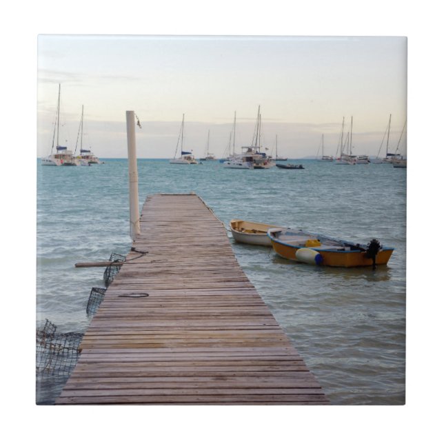 Azulejo Muelle y trampas para langostas (Frente)