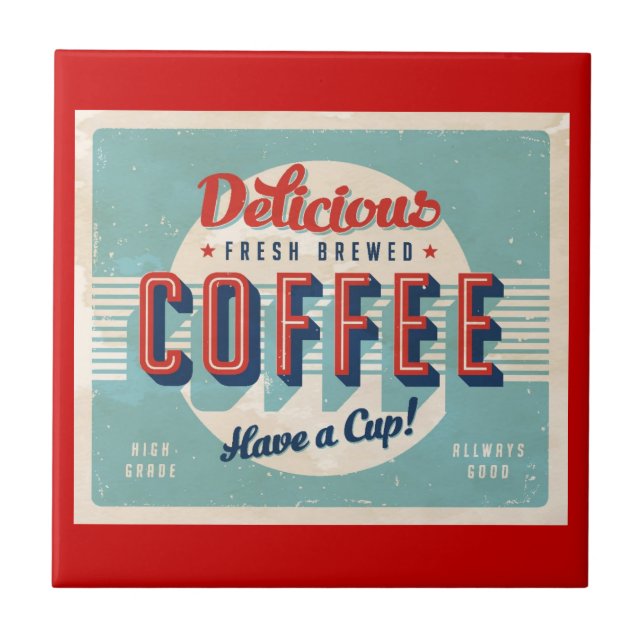 Azulejo Muestra del vintage - café elaborado cerveza (Frente)