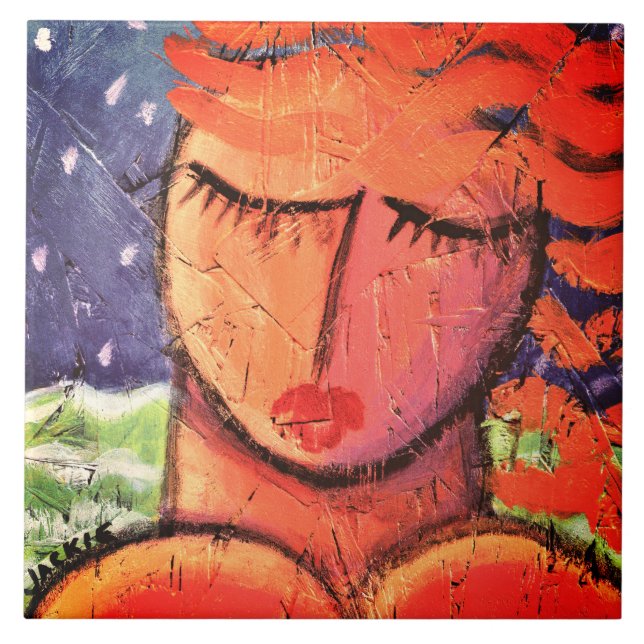 Azulejo Mujer a orillas del mar Resumen Pintura de mosaico (Frente)