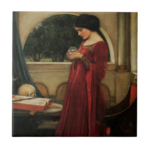 Azulejo Mujer Bola de Cristal Pintura de Waterhouse