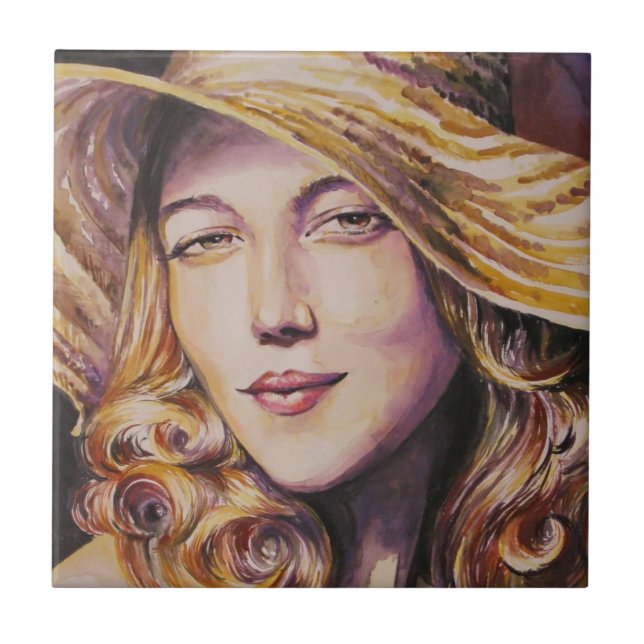 Azulejo Mujer con el gorra (Frente)