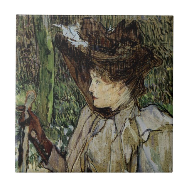 Azulejo Mujer con guantes de Toulouse-Lautrec (Frente)