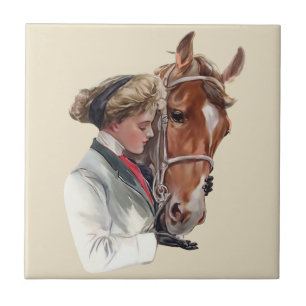 Azulejo Mujer Con Su Caballo Favorito