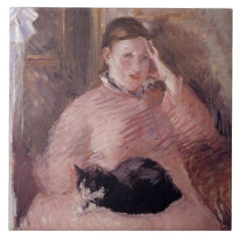 Azulejo Mujer con un gato (por Edouard Manet)