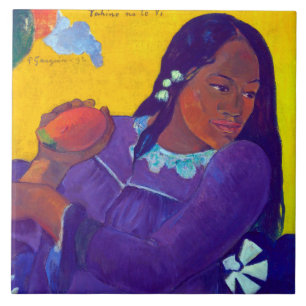 Azulejo Mujer con un mango, Gauguin