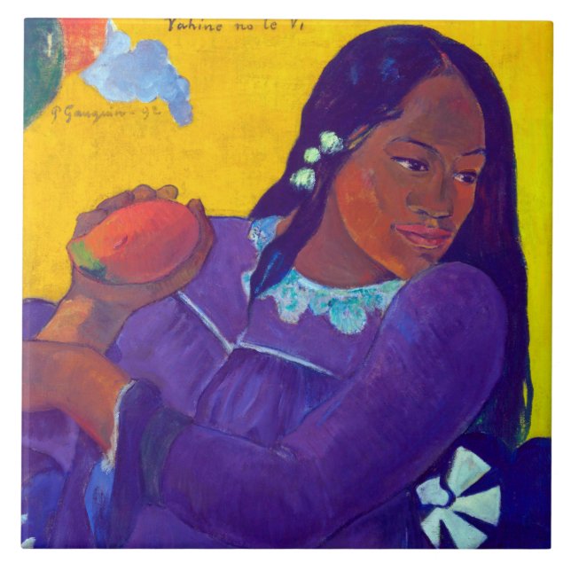 Azulejo Mujer con un mango, Gauguin (Frente)