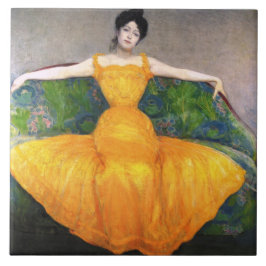 Azulejo Mujer con vestido amarillo (por Max Kurzweil)