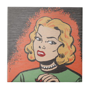 Azulejo Mujer de cómic retro - Arte pop