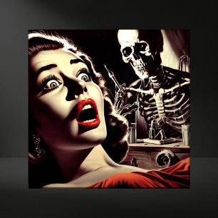Azulejo Mujer de terror pulp vintage