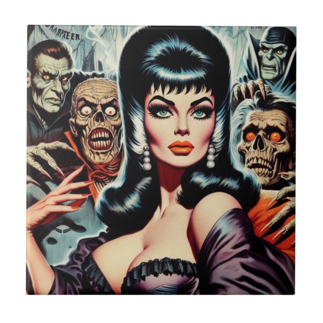 Azulejo Mujer de vampiros de escepticismo (Frente)
