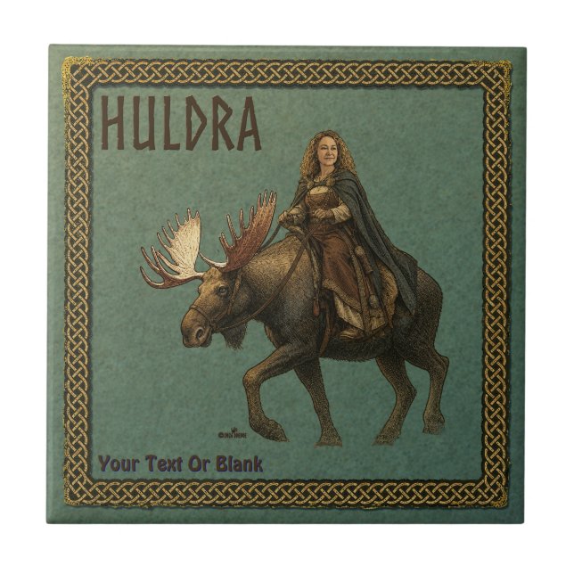 Azulejo Mujer del Bosque Huldra Nórdica (Frente)