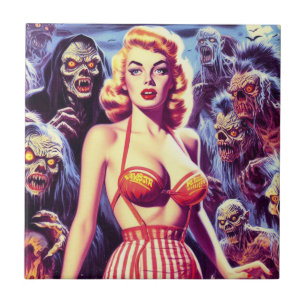 Azulejo Mujer del horror de la cosecha