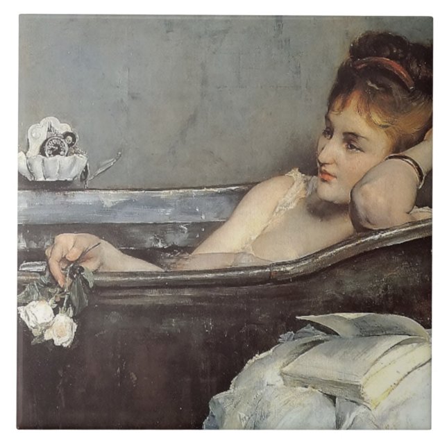 Azulejo Mujer elegante en el baño (por Alfred Stevens) (Frente)