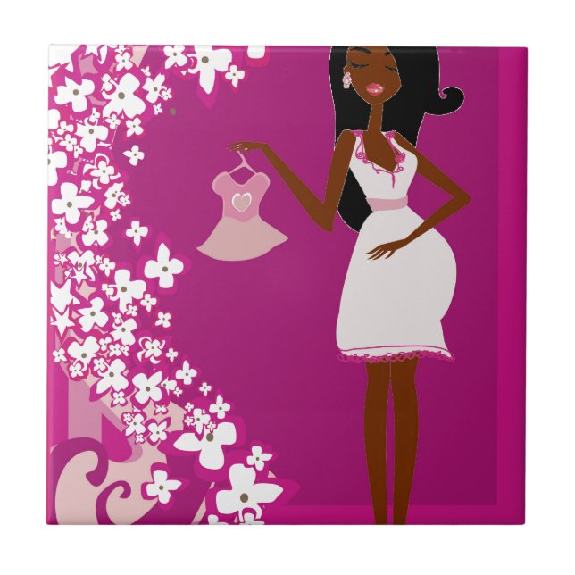 Azulejo mujer embarazada negra (Frente)