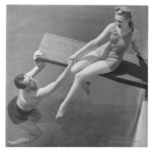 Azulejo Mujer en el tablero de salto