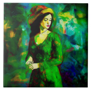 Azulejo Mujer en Gorra