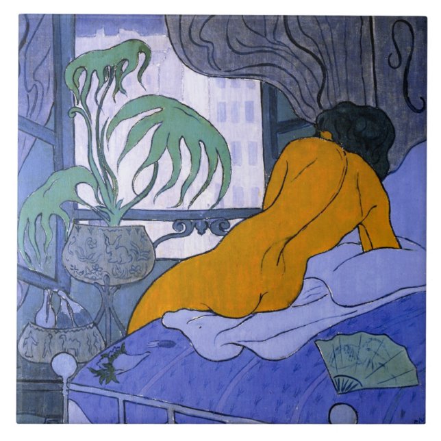 Azulejo Mujer en la habitación azul (de Paul Ranson) (Frente)