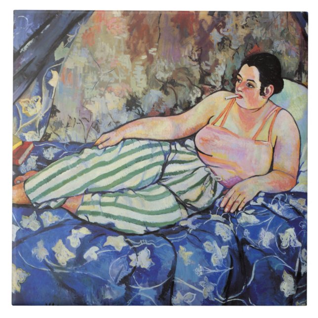 Azulejo Mujer en la habitación azul (por Suzanne Valadon) (Frente)