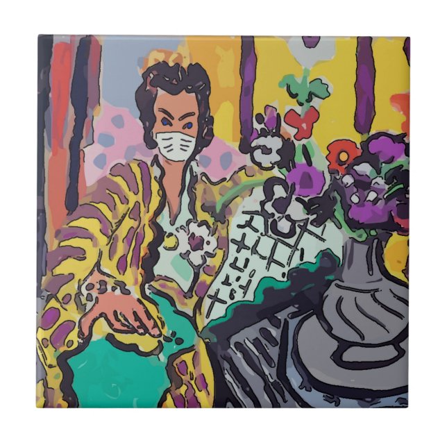 Azulejo mujer en Máscara, arte (Frente)