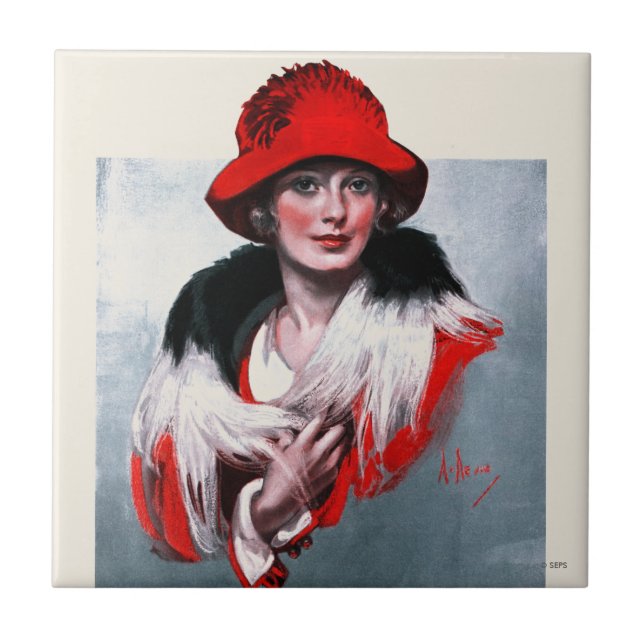 Azulejo Mujer en Red Hat (Frente)