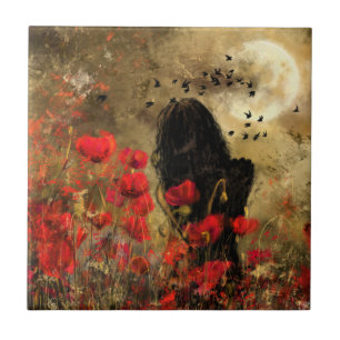 Azulejo Mujer En Tile De Cerámica De Campo De Coppies