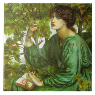 Azulejo Mujer en verde (El sueño del día) (de D.G. Rosetti