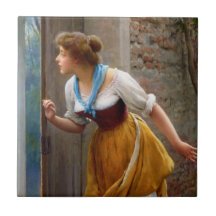 Mujer escuchando a escondidas (por Eugene de Blaas
