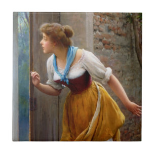 Azulejo Mujer escuchando a escondidas (por Eugene de Blaas