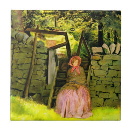 Azulejo Mujer esperando (por John Everett Millais)