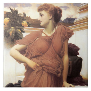 Azulejo Mujer hermosa en la fuente