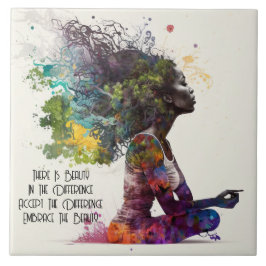 Azulejo Mujer inspirada Abrazo Cerámica Tile