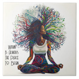 Azulejo Mujer inspirada en la tela cerámica