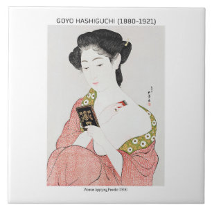 Azulejo Mujer japonesa aplicando polvo - Goyō Hashiguchi