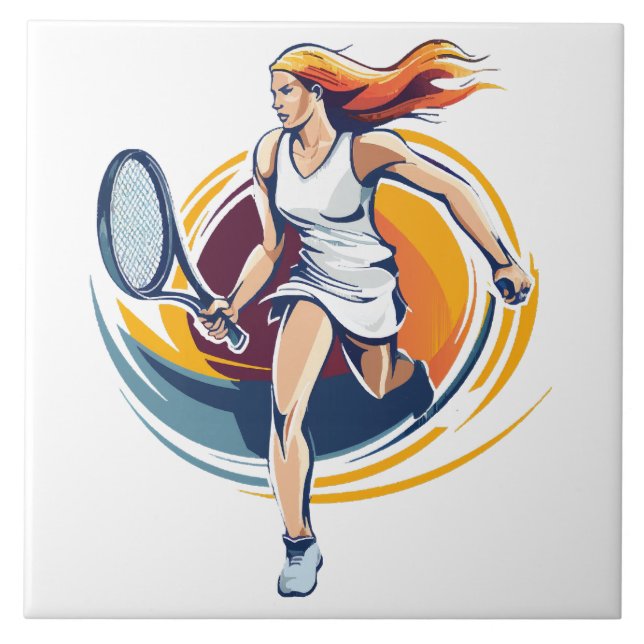 Azulejo mujer jugando tenis (Frente)