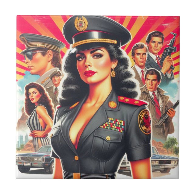 Azulejo Mujer militar retro (Frente)