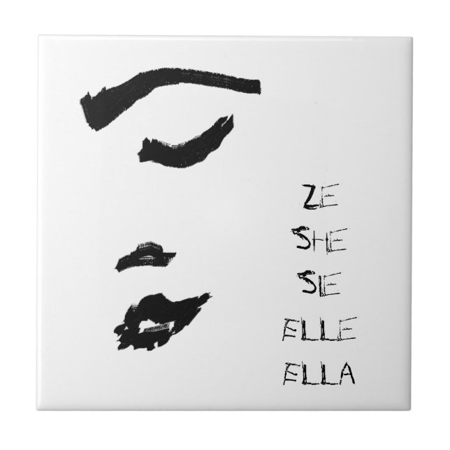 Azulejo Mujer Mujer Mujer Mujer Cara Esboce Ella Ze Elle E (Frente)