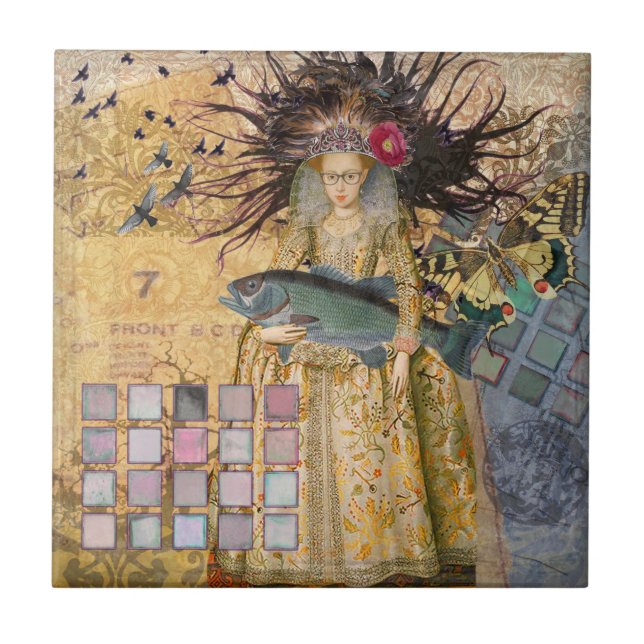 Azulejo Mujer Piscis Vintage Gótico Clásico (Frente)