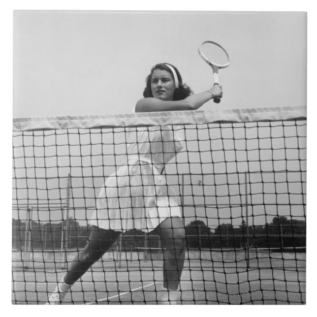 Azulejo Mujer que juega a tenis (Frente)