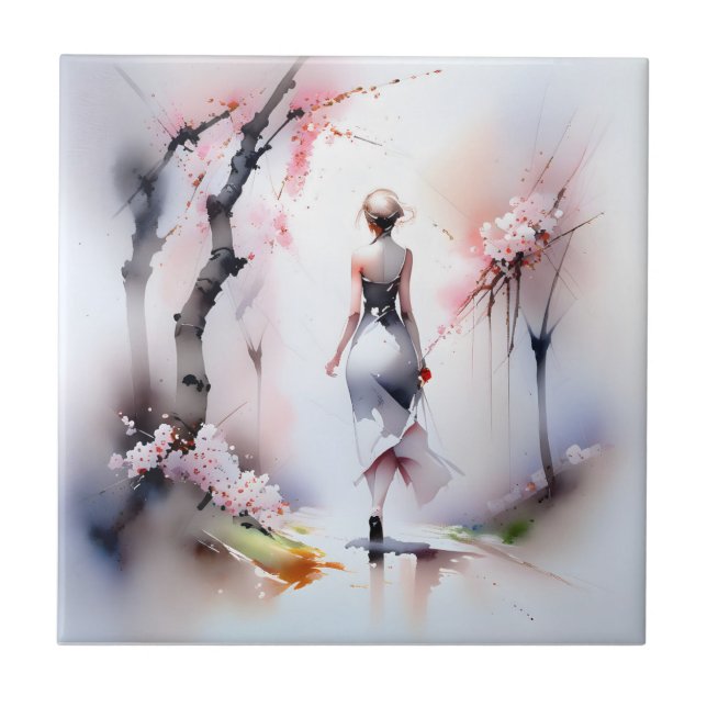 Azulejo Mujer solitaria caminando (Frente)