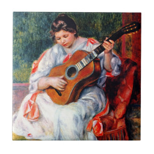 Azulejo Mujer tocando la guitarra, de Pierre Renoir