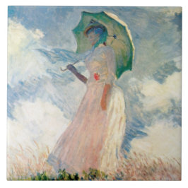Azulejo Mujer ventilado con parasol frente al Monet izquie