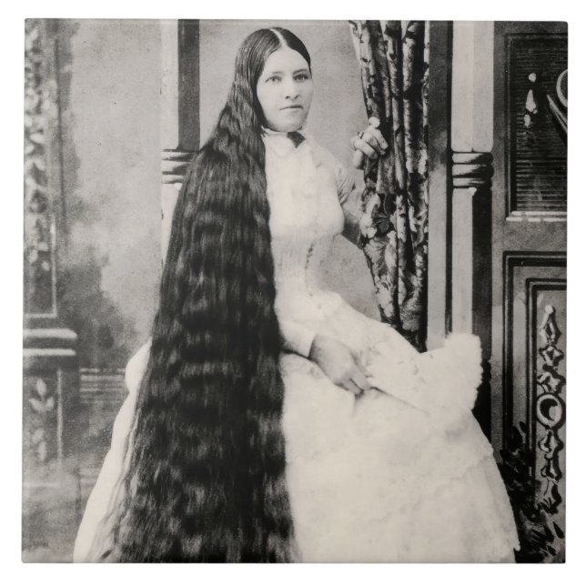Azulejo Mujer victoriana con pelo largo (Frente)