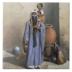 Azulejo Mujer y niño, ilustracion del Fellah 'del Val
