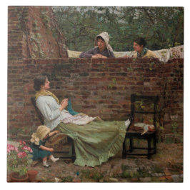 Azulejo Mujeres Chateando sobre la pared del jardín (Gossi