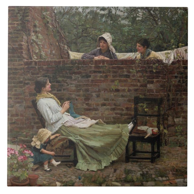 Azulejo Mujeres Chateando sobre la pared del jardín (Gossi (Frente)