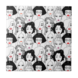 Azulejo Mujeres con el modelo del lápiz labial