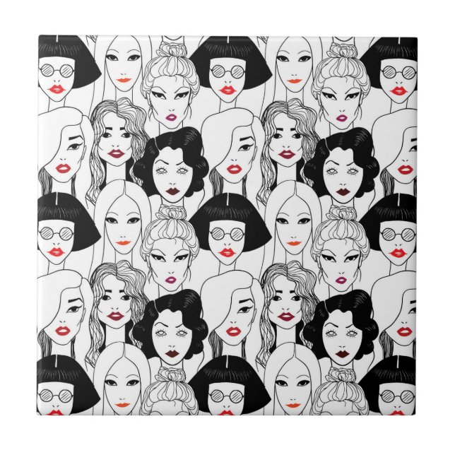 Azulejo Mujeres con el modelo del lápiz labial (Frente)